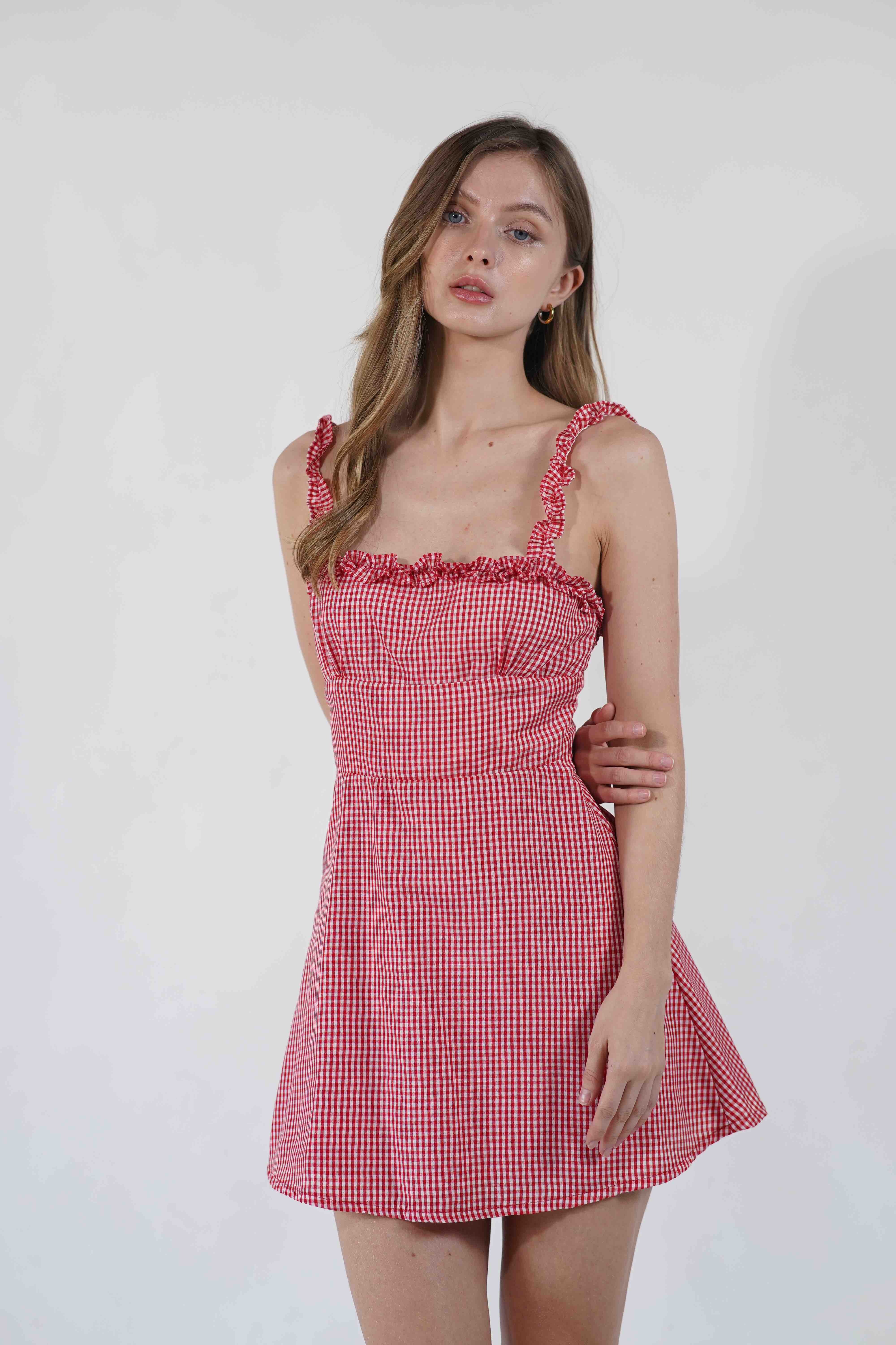 Melrose Poplin Dress - Red