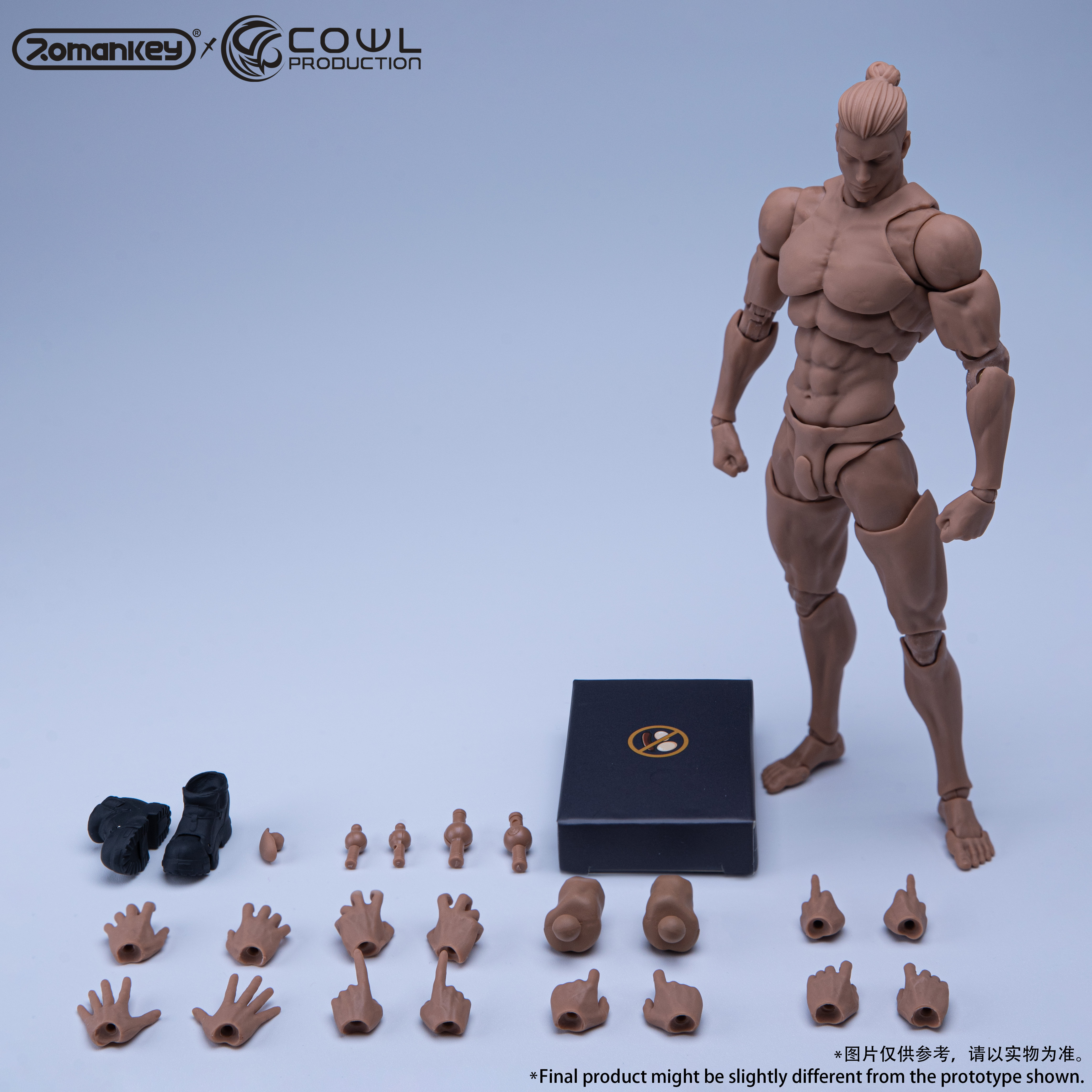マサアキRomankey x COWL 男性素体　BLACK SKIN Romankey X COWL Big Guy Torso 1/12 Scale Action Figure Black