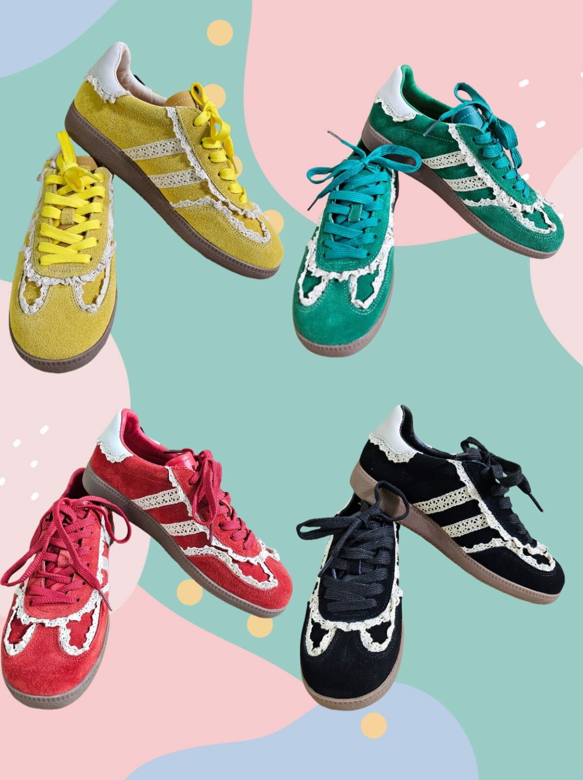 韓國 LACE邊牛皮運動鞋（此為清貨價貨品不設退換）（K11 F619）