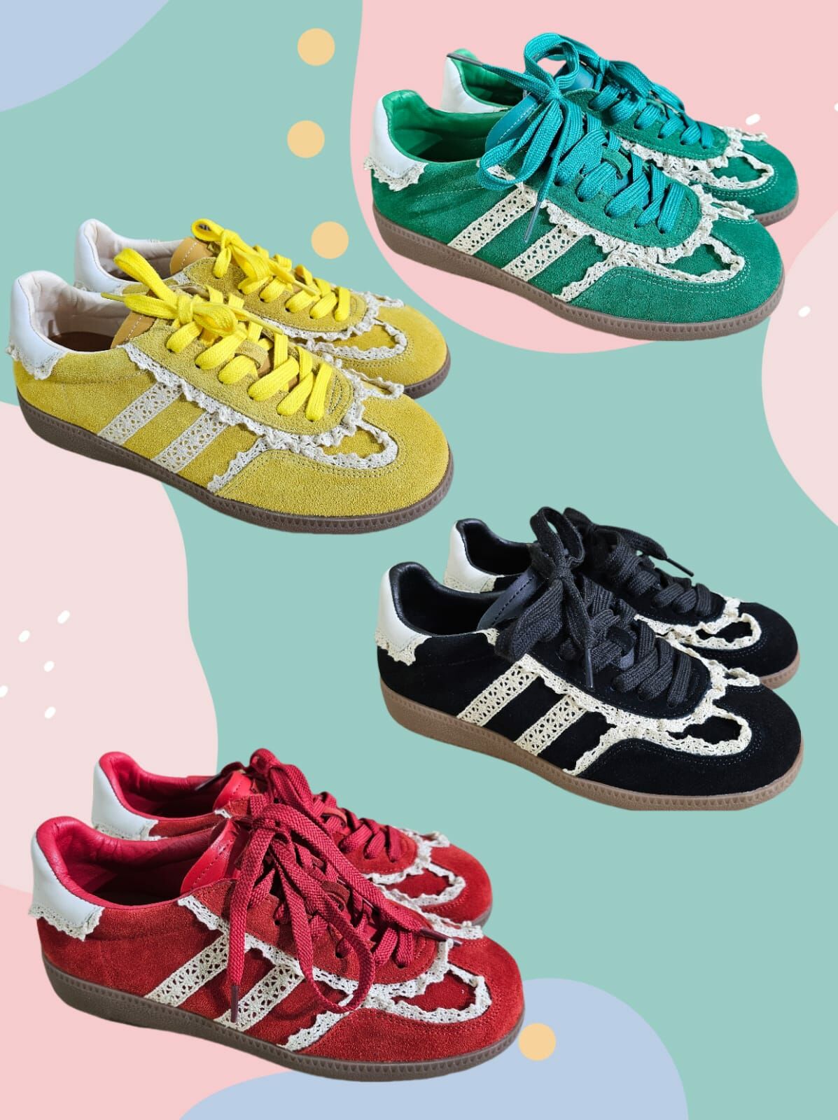 韓國 LACE邊牛皮運動鞋（此為清貨價貨品不設退換）（K11 F619）