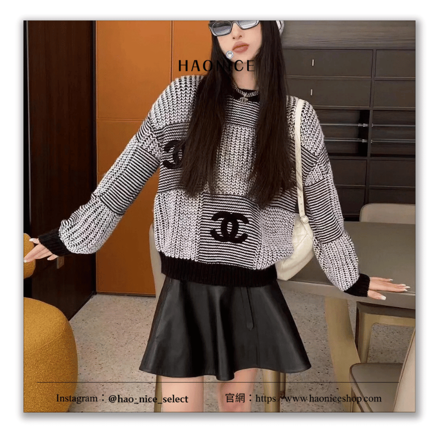 【HAO NICE】100%正品 CHANEL 法國精品🇫🇷冬季保暖首選 刺繡logo長袖針織毛衣