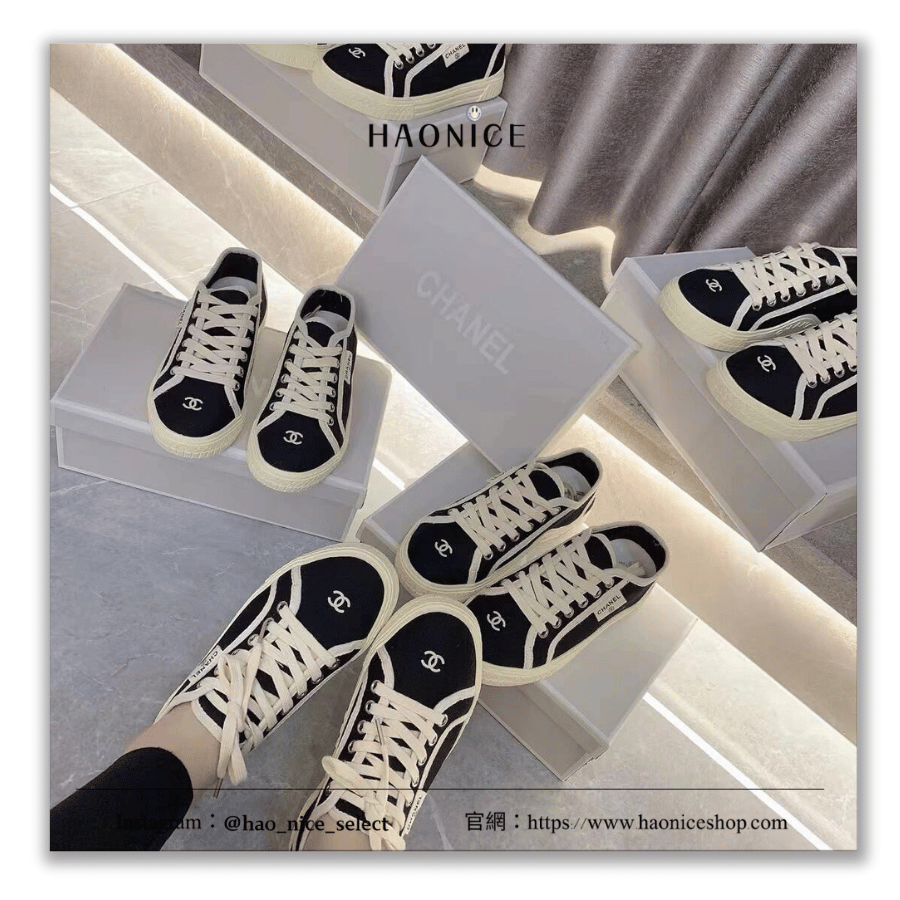 【HAO NICE】100%正品 CHANEL 法國精品🇫🇷經典logo休閒低筒帆布鞋 餅乾底
