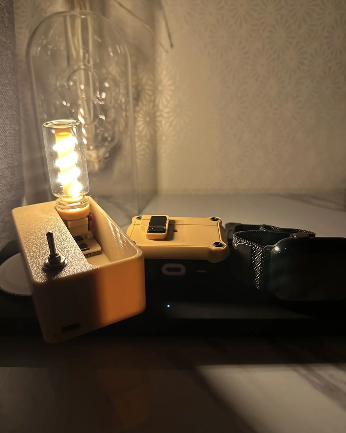 <可換燈條>復古撥桿起降機械磁吸小夜燈 螺紋燈泡 桌面 擺件