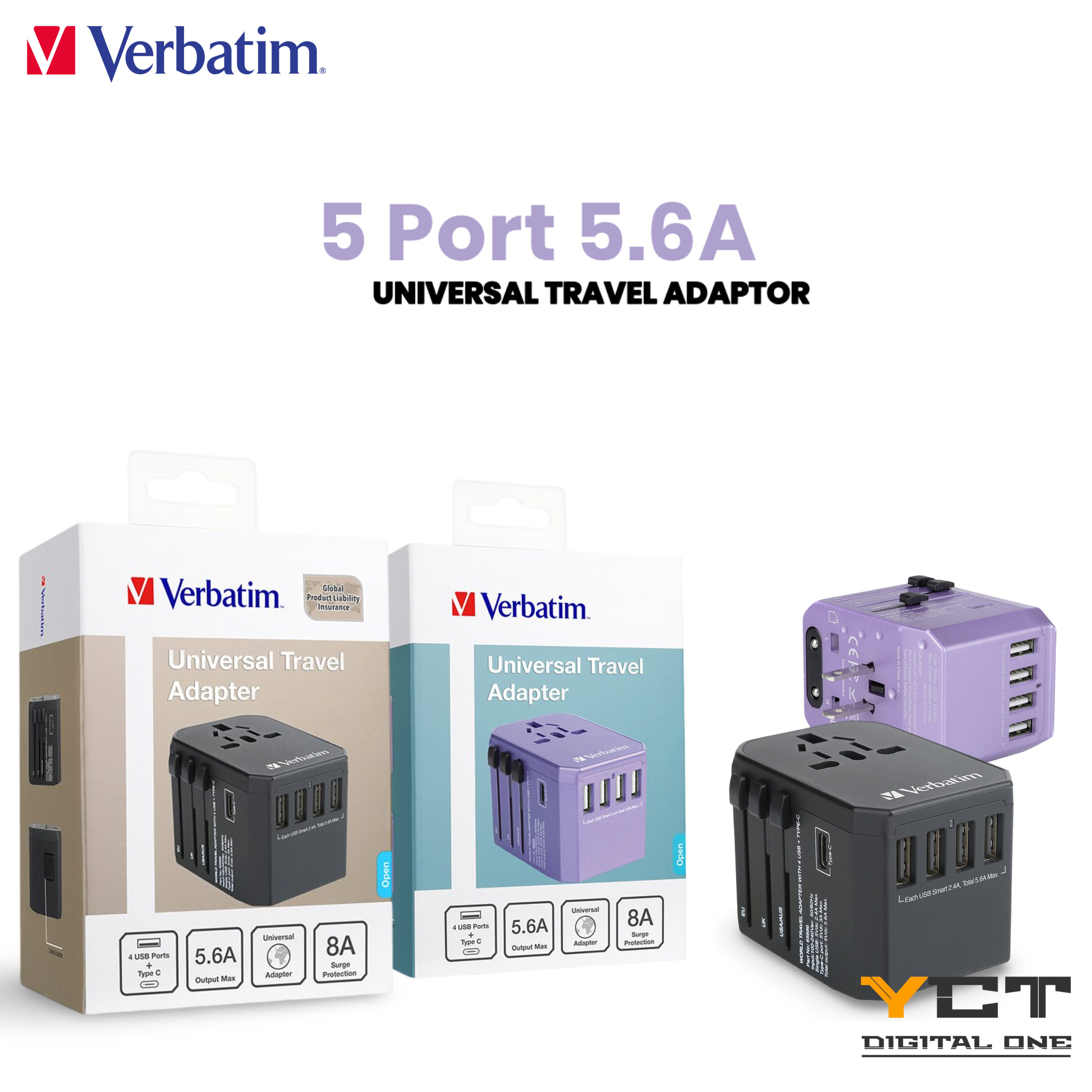 Verbatim 5Port 5.6A 旅行充電器