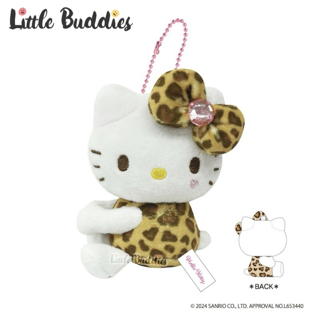 日本 Sanrio Hello Kitty 豹紋系列 - 抱抱夾吊飾公仔