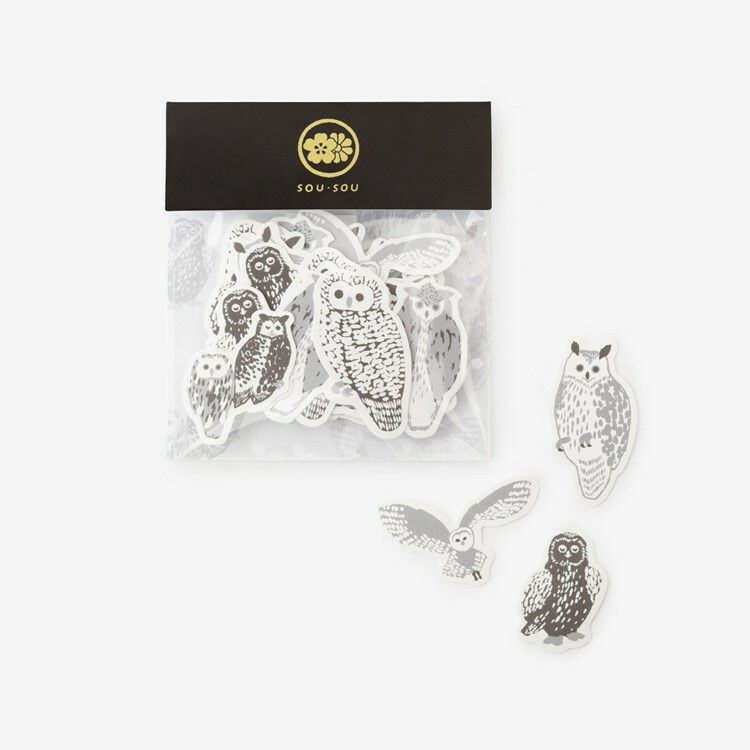 SOU・SOU × PHP研究所 貼紙包 / 貓頭鷹