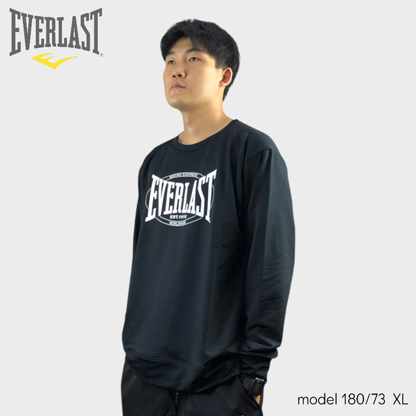 EVERLAST 長袖 黑色 白LOGO 機能 薄長T 男 4151800120
