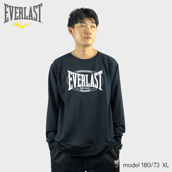 EVERLAST 長袖 黑色 白LOGO 機能 薄長T 男 4151800120