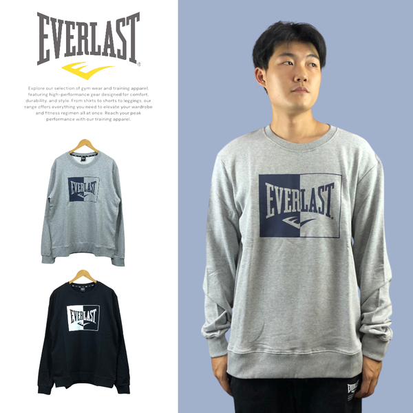 EVERLAST 大學T 兩色 大LOGO 毛巾底 棉T 男 4151800312 4151800320