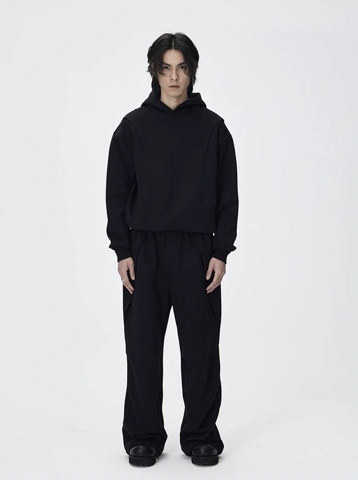 CATSSTAC 活頁剪裁太空棉純色廓形連帽休閒外套