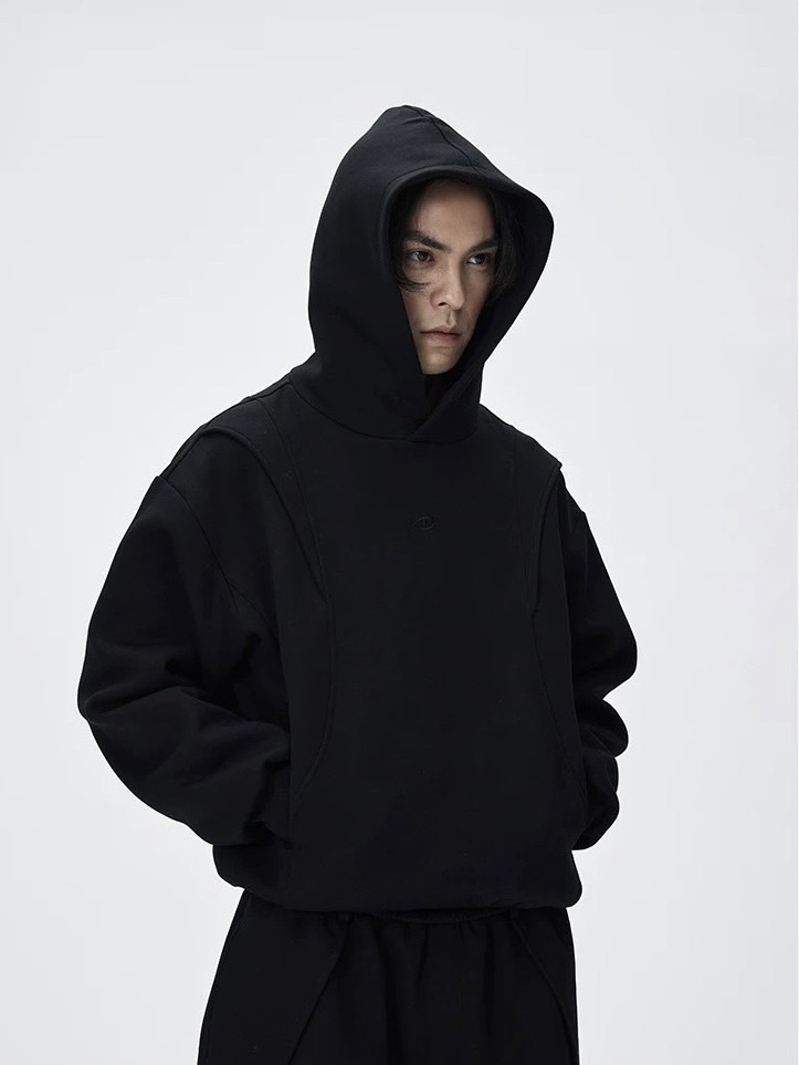 CATSSTAC 活頁剪裁太空棉純色廓形連帽休閒外套