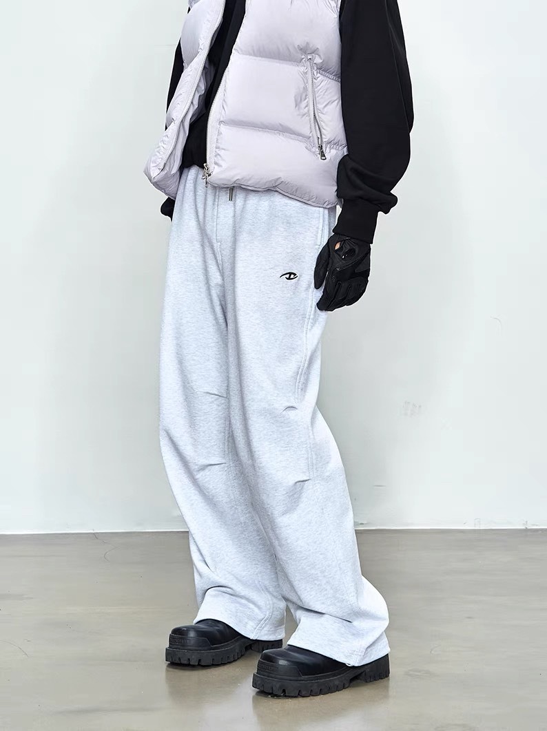 CATSSTAC 重磅打褶衛簡約直筒束腳寬鬆闊腿休閒長褲