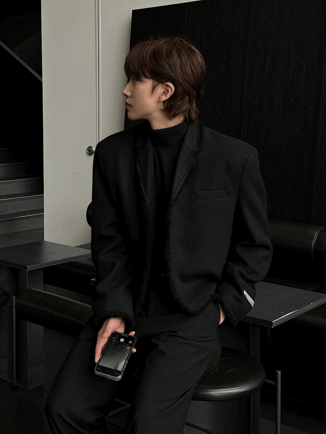 流蘇短版花呢夾克外套