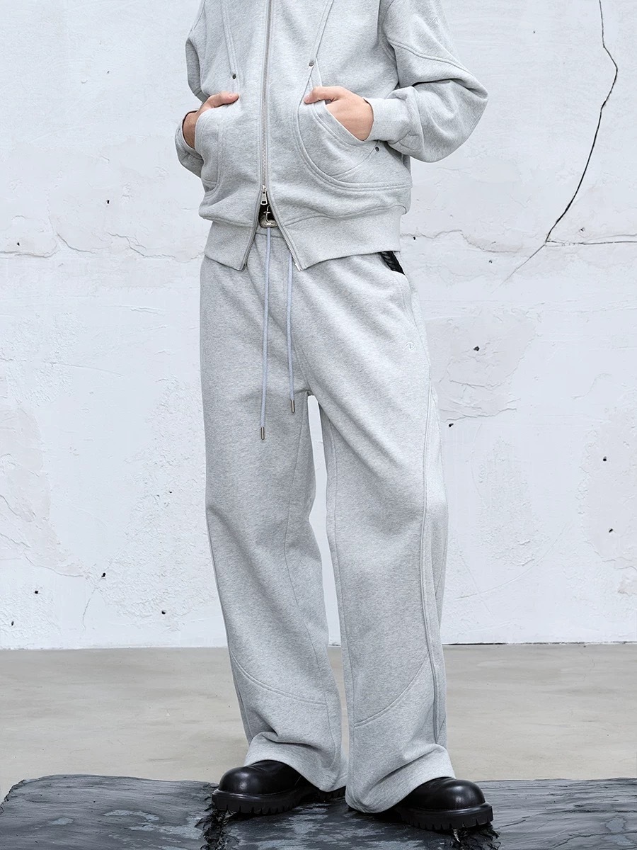 CATSSTAC 重磅分割線立體剪裁垂感寬鬆直筒休閒褲