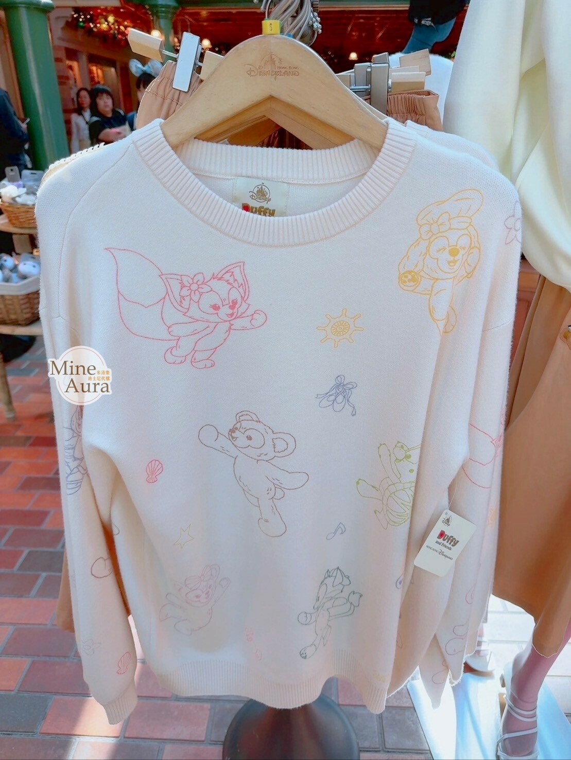 達菲 Duffy 與好友們 站姿 滿版圖案 長袖 上衣 -香港迪士尼樂園