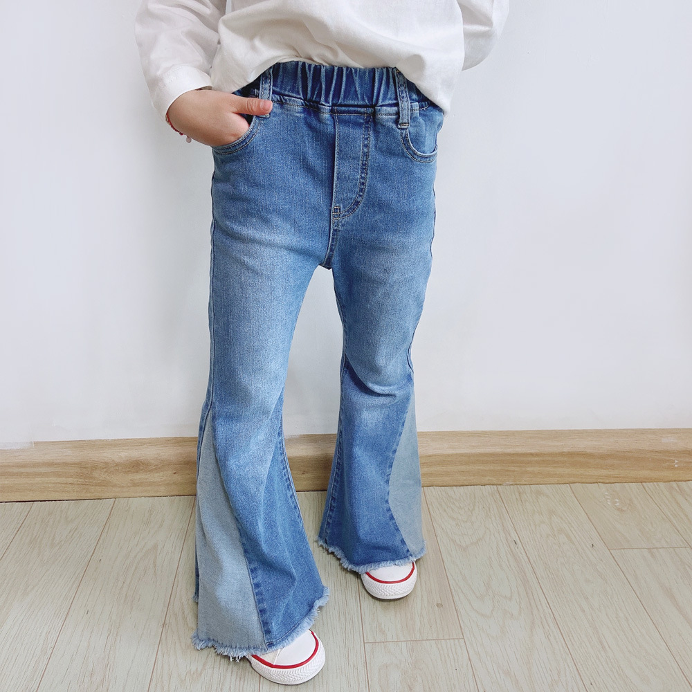 現貨 120cm 側面拼接彈力緊身大喇叭褲 100-150cm #227