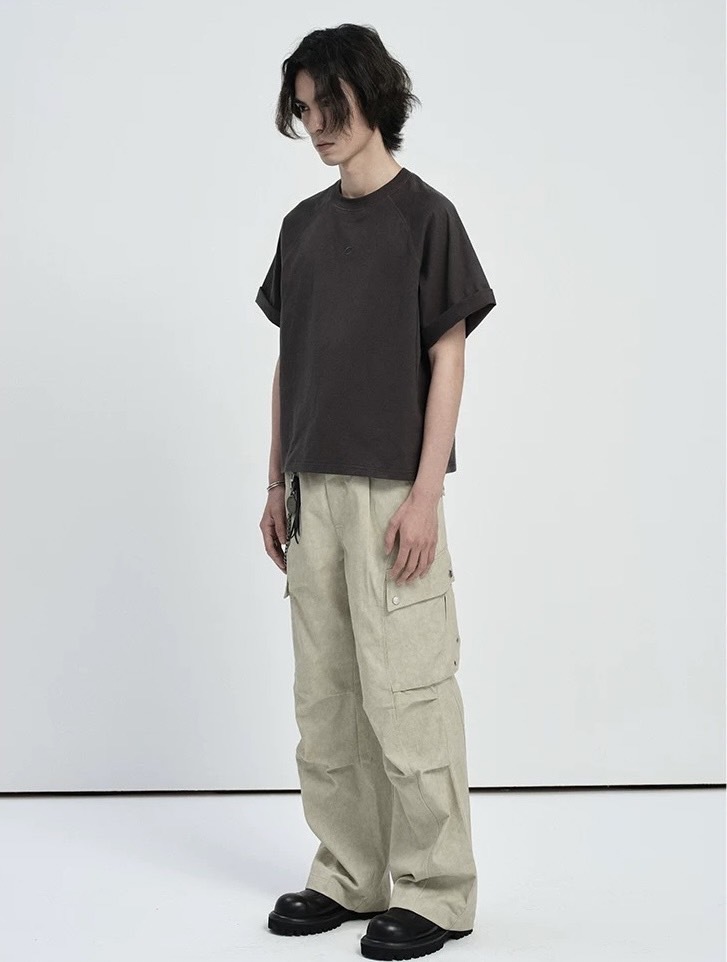 CATSSTAC 霜凍髒洗闊腿寬鬆直筒休閒長褲