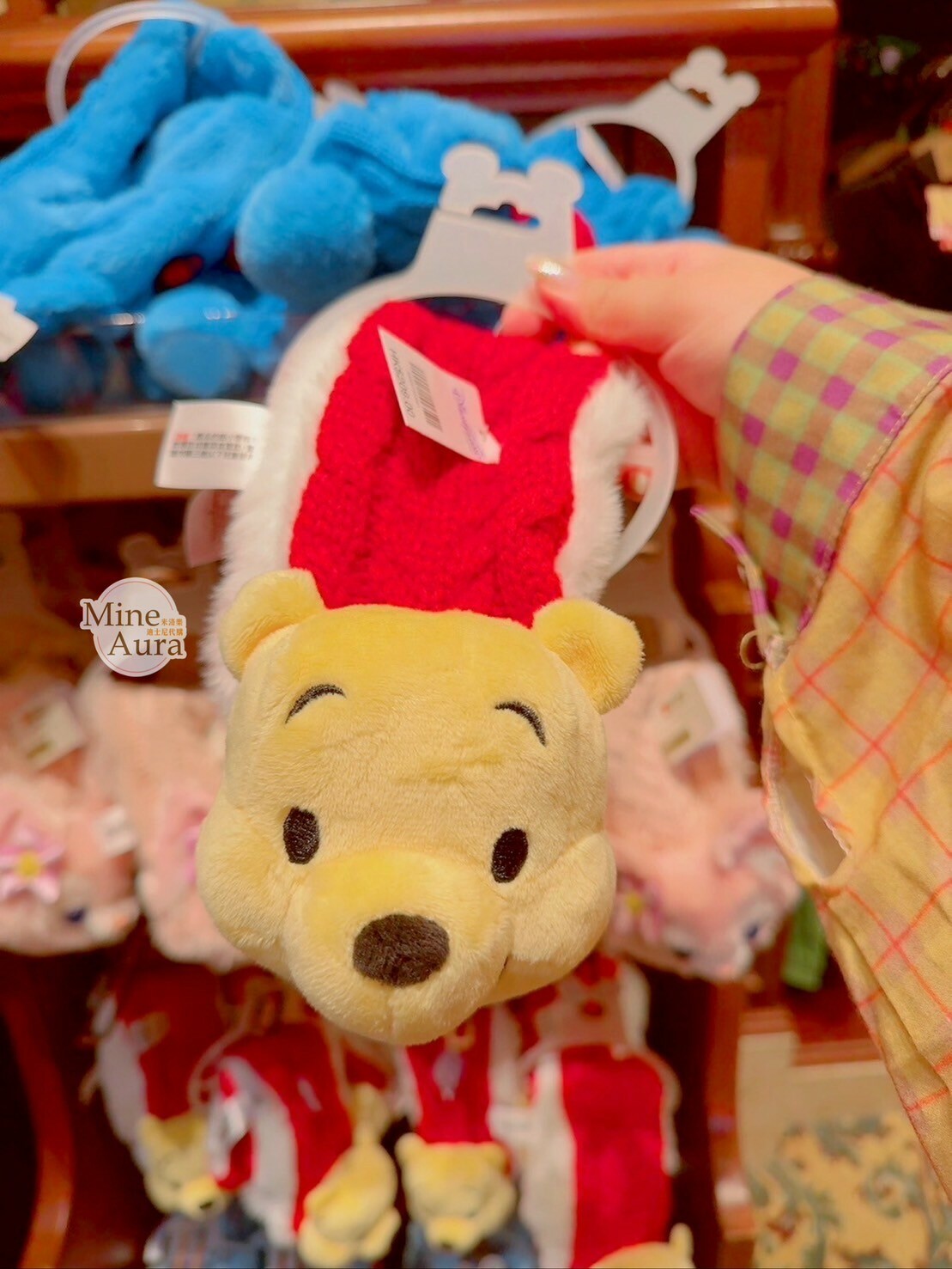 小熊維尼 Winnie the Pooh 立體大頭造型 編織麻花 圍巾 -香港迪士尼樂園