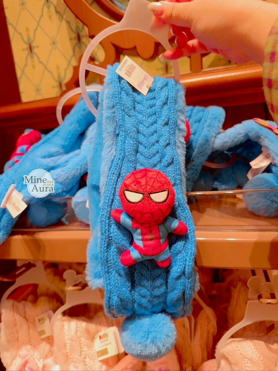 蜘蛛人 Spider-Man 立體大頭造型 編織麻花 圍巾 漫威 Marvel -香港迪士尼樂園