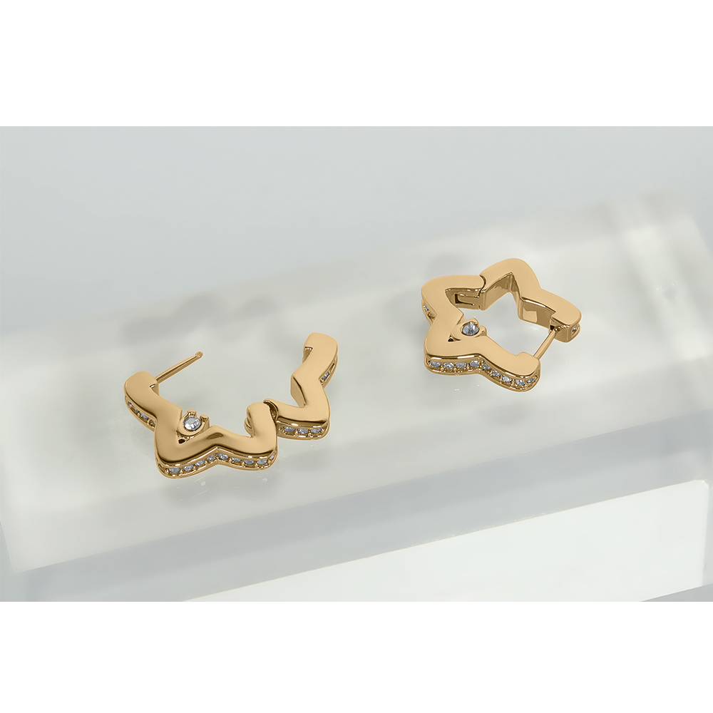 【COACH】星星標誌及水鑽針式耳環(金色) CY097 GLD