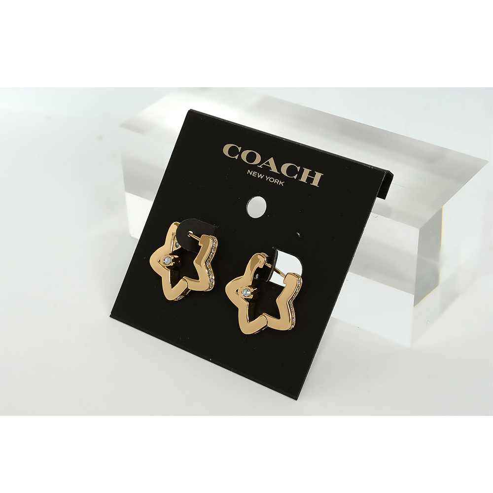 【COACH】星星標誌及水鑽針式耳環(金色) CY097 GLD
