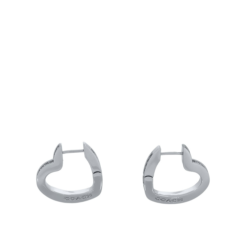 【COACH】愛心標誌及水鑽針式耳環