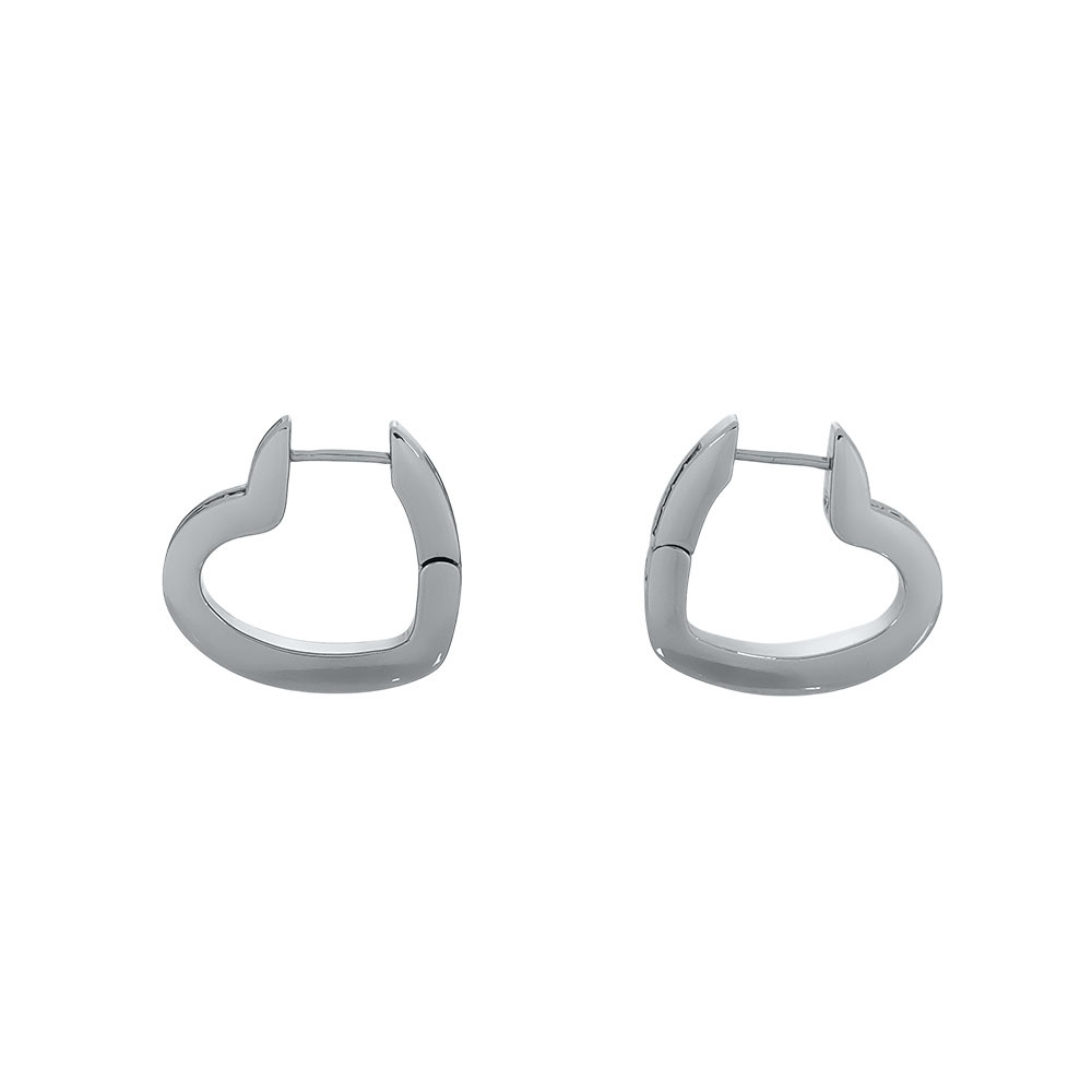 【COACH】愛心標誌及水鑽針式耳環(銀色) CY098 SLV