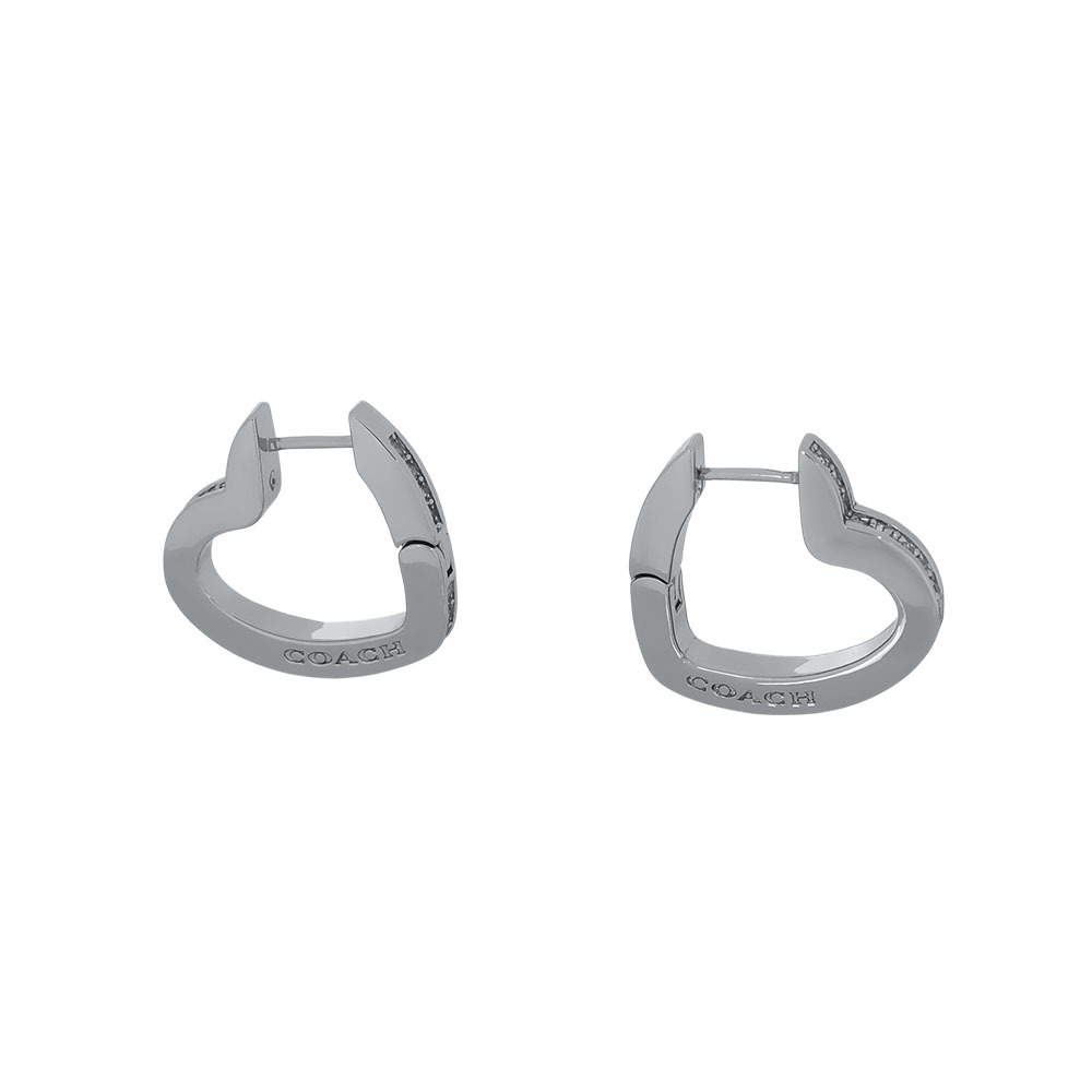 【COACH】愛心標誌及水鑽針式耳環(銀色) CY098 SLV