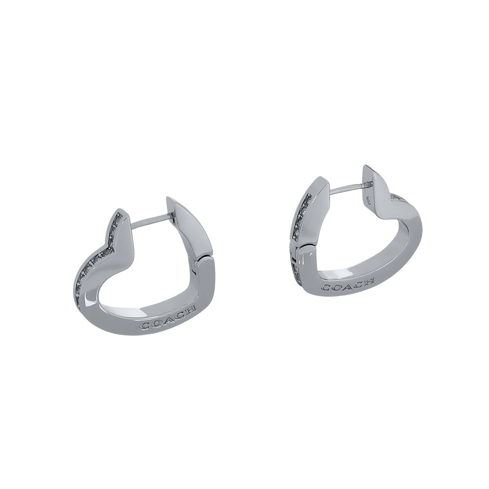 【COACH】愛心標誌及水鑽針式耳環(銀色) CY098 SLV