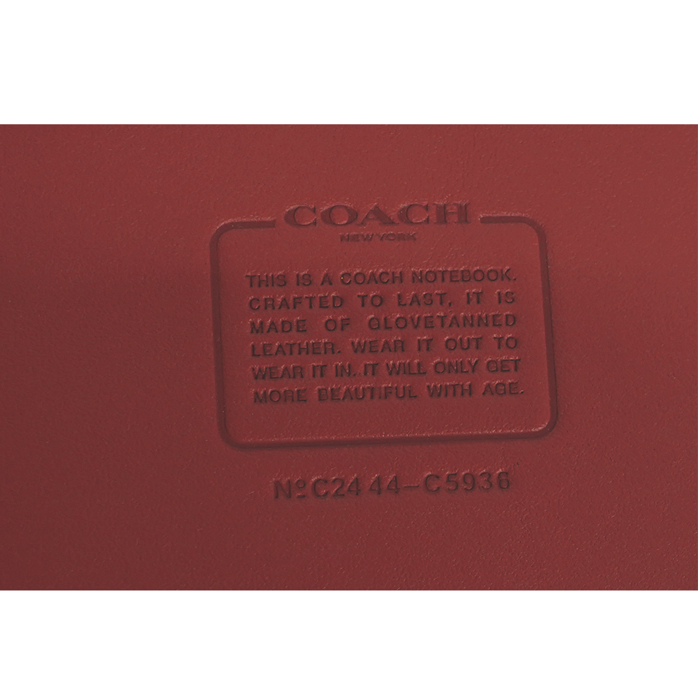 【COACH】金釦素色鞣製皮革筆記本/記事本(胭脂紅) C5936 B4U6