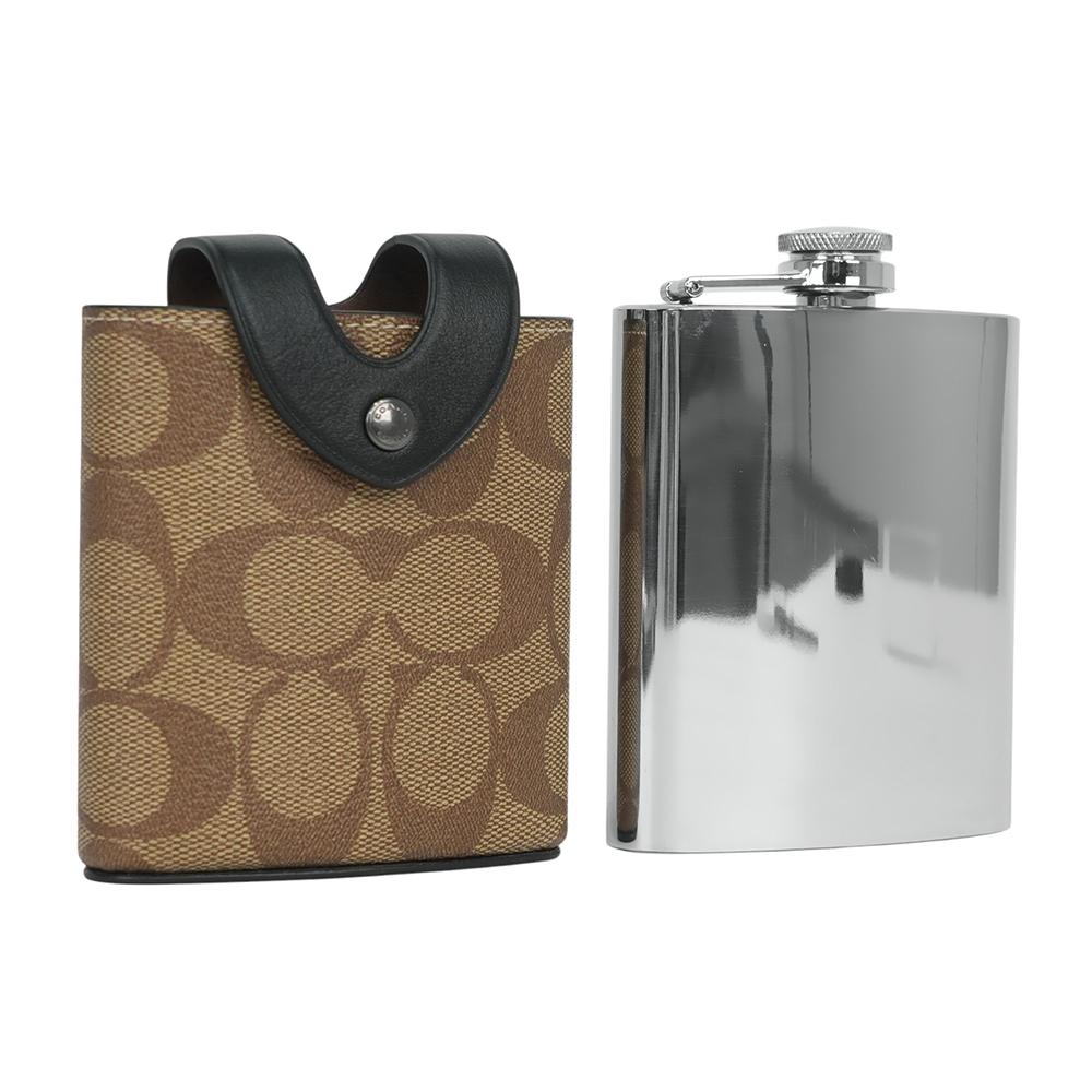 【COACH】塗層帆布及小牛皮酒瓶/攜帶瓶(卡其色) CE786 QBKHA