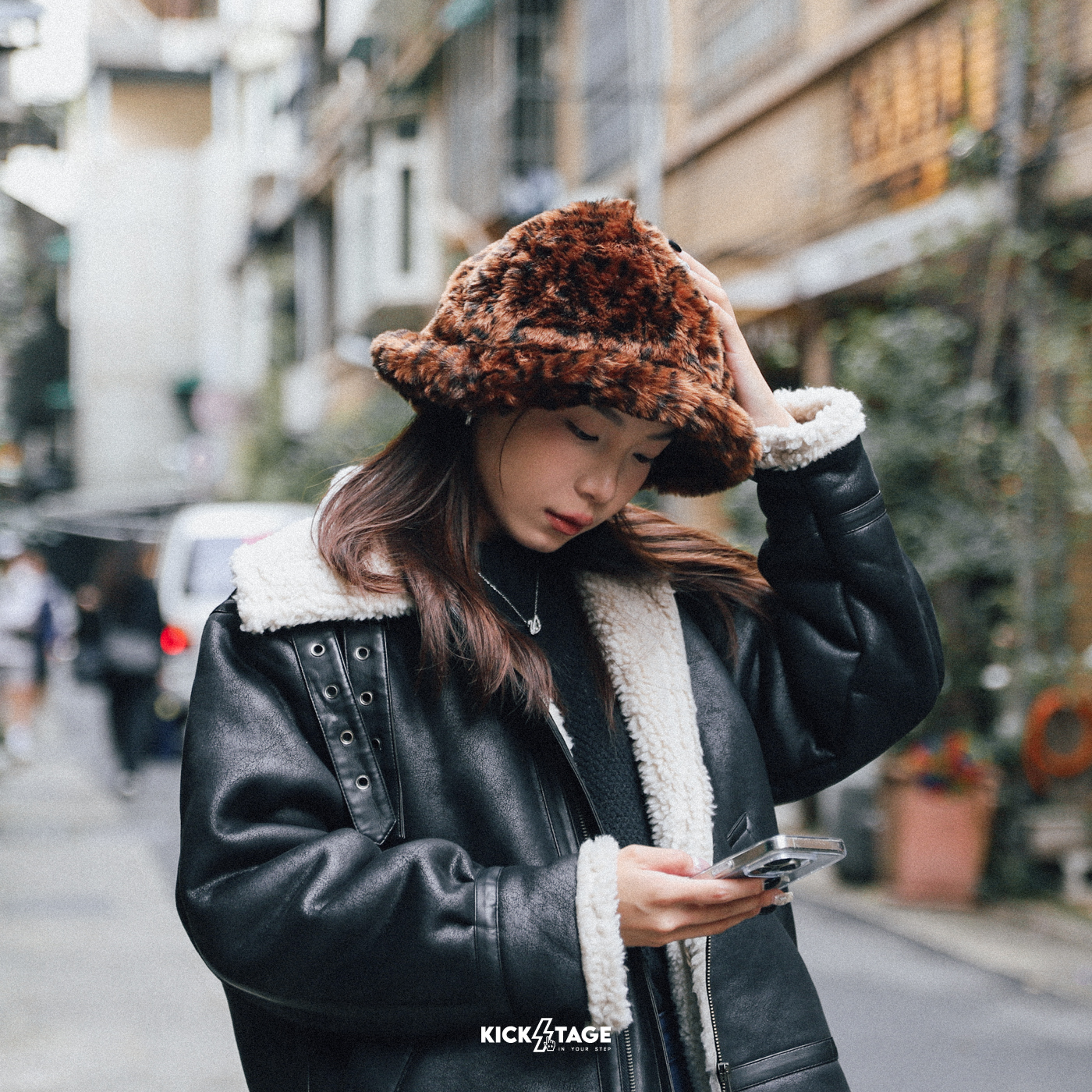 KANGOL FAUX FUR CASUAL 豹紋 厚實絨毛 毛毛 英國 袋鼠 鐘型帽【W21A4190HH】