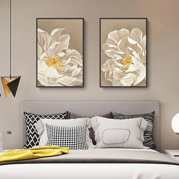 高潔白牡丹無框掛畫