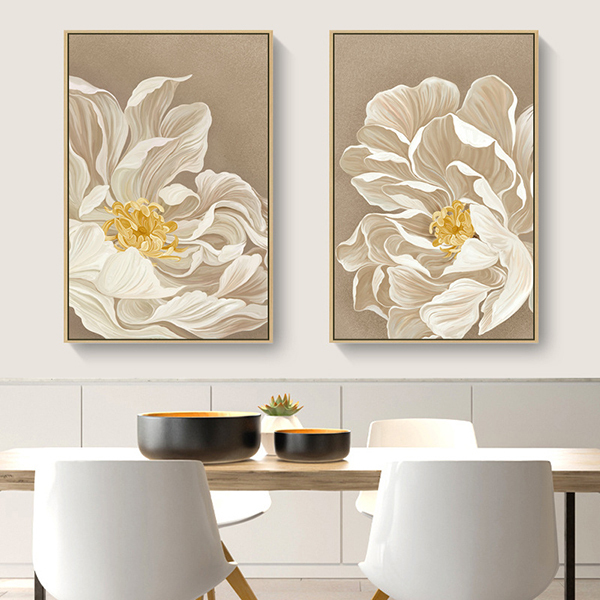 高潔白牡丹無框掛畫