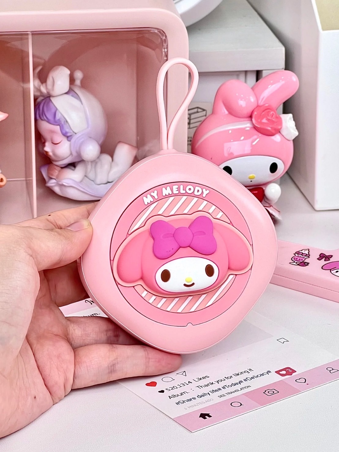 三麗鷗 迷你暖手寶 自帶掛繩 usb充電式 交換禮物