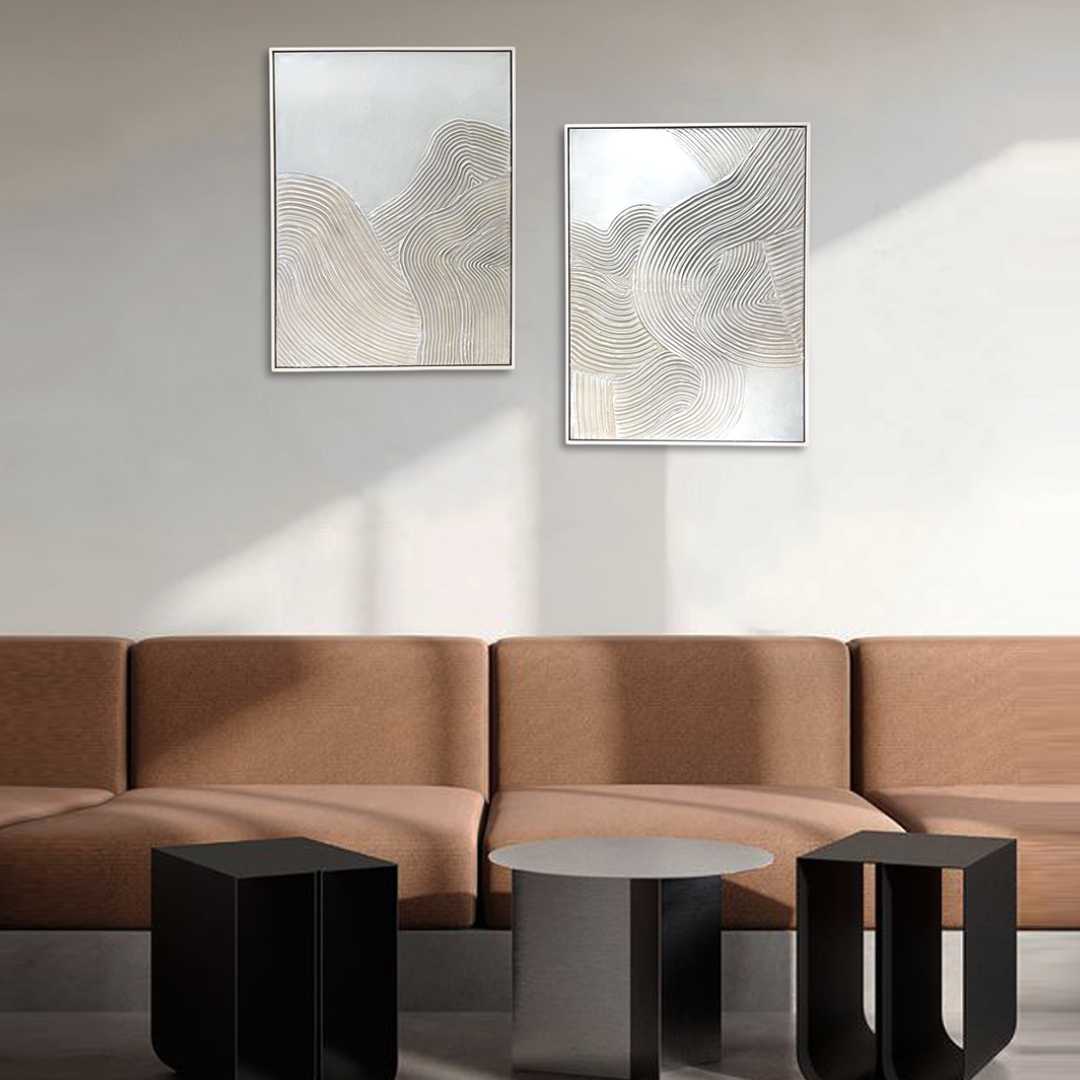 線條雪霜畫作 兩件組