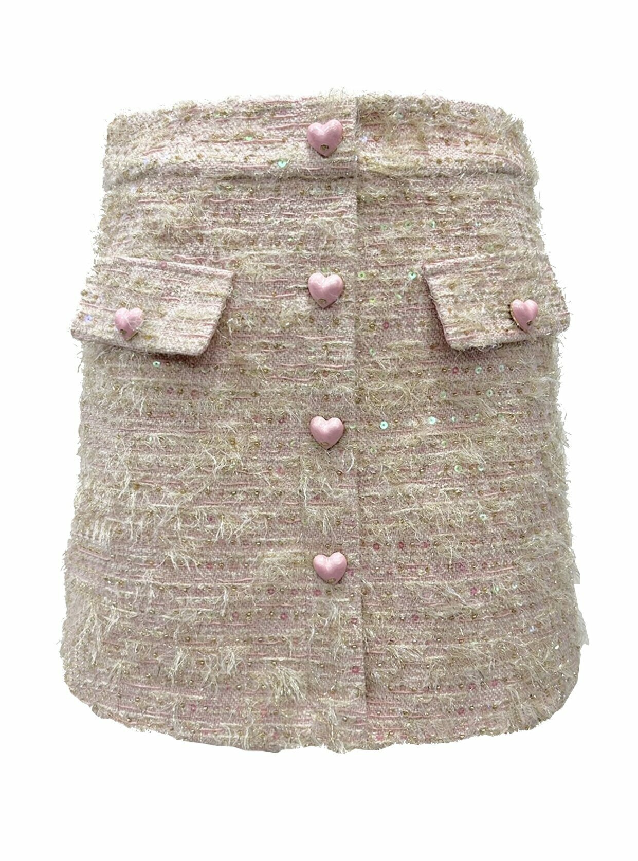 BD15061C1 柔霧心片愛心釦毛呢短裙