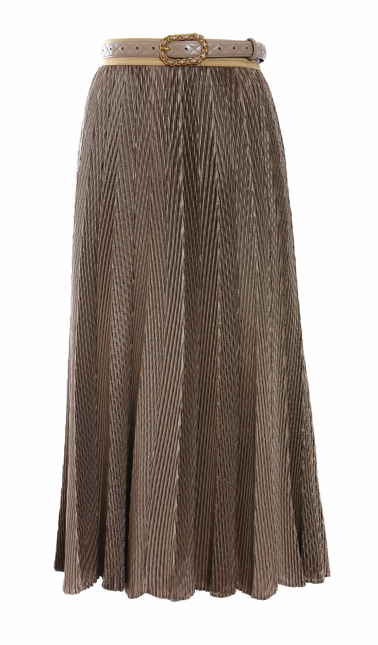 BD15306C1 霧金流光壓褶中長裙