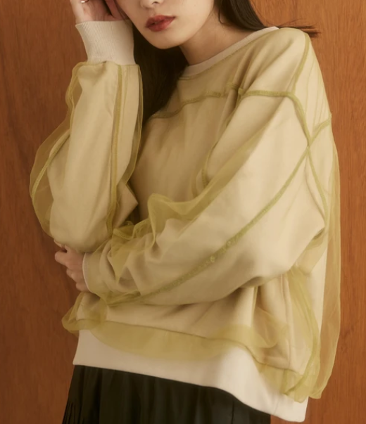 棉混紡薄紗衛衣