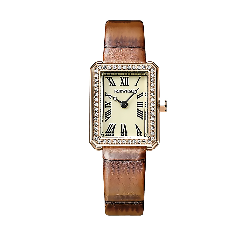 【Mark fairwhale 馬克菲爾】 FW-3380 復古雅致 商務約會 歐風奢華 晶鑽 羅馬 經典 女士 淑女 皮革 腕錶 手錶-