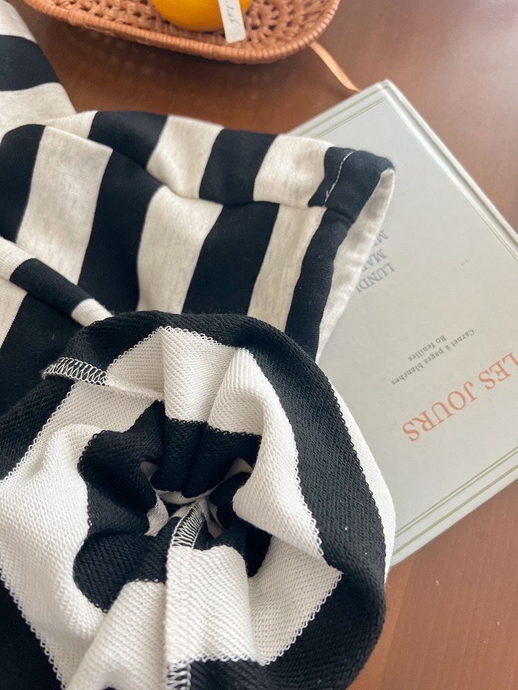 小標透氣條紋百搭棉褲