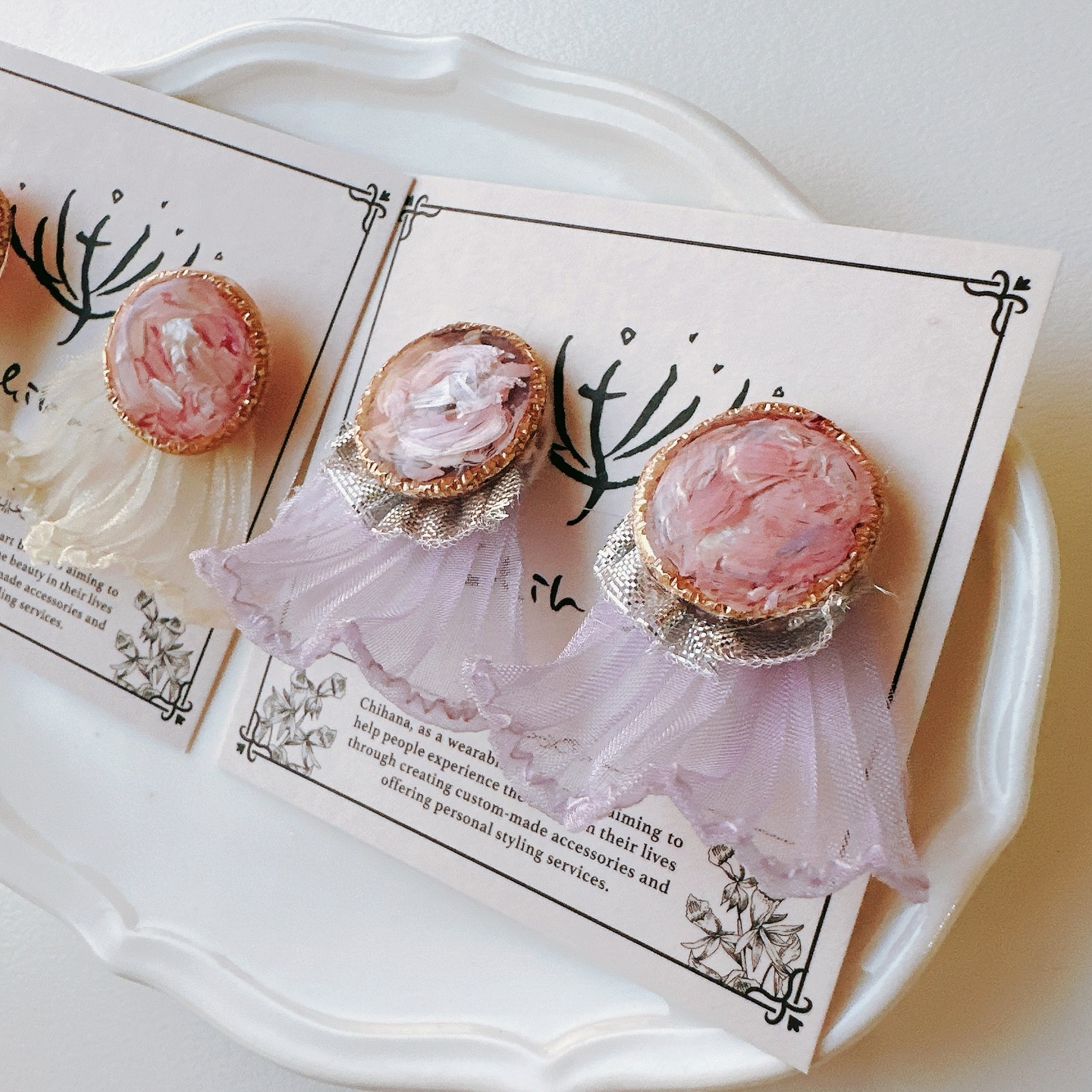 《色彩詩篇 》繪畫裙擺耳環-紫