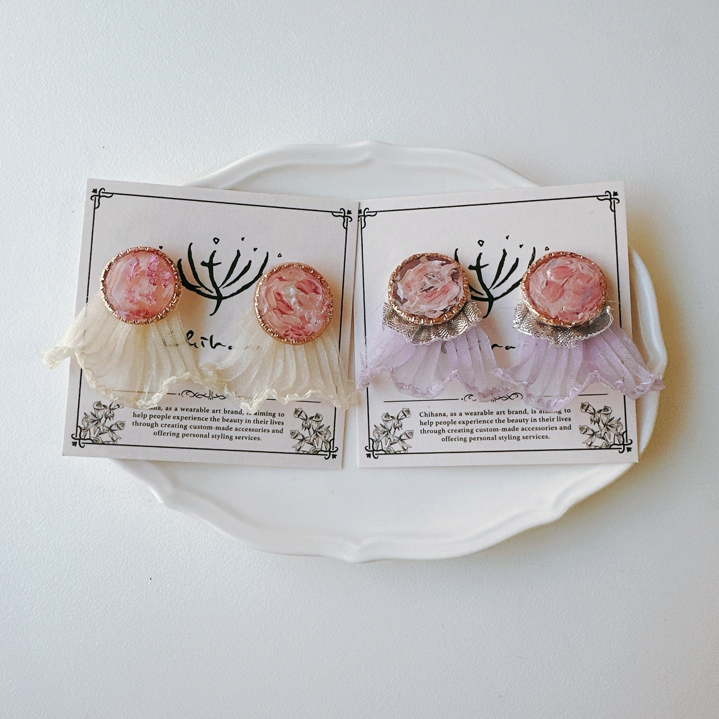 《色彩詩篇 》繪畫裙擺耳環-紫