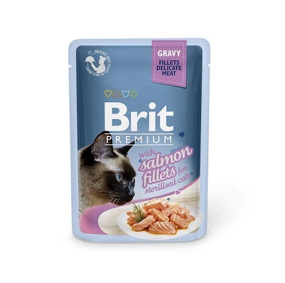 捷克 Brit 自然精選系列 絕育貓濕糧 三文魚&肉汁 85g【原箱24包】 (EXP 08/2026)