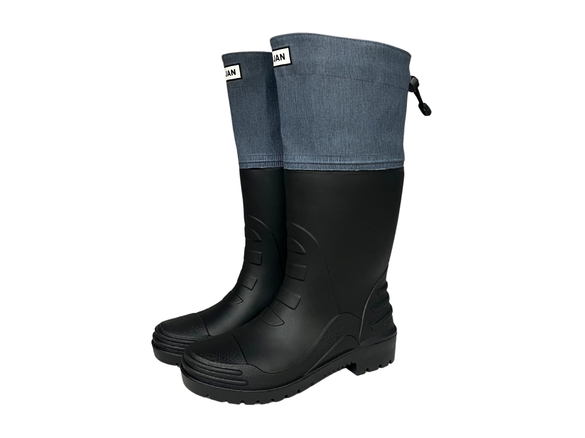 D3 系列 - 後束口設計 - 文青藍可摺式登山雨鞋 (附厚底乳膠鞋墊!)