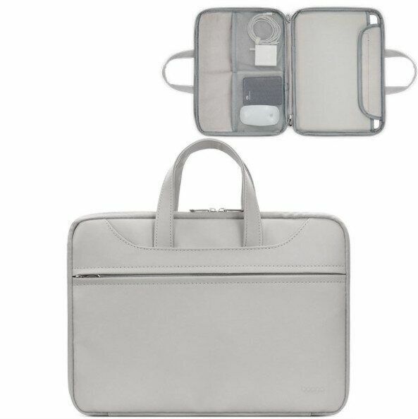  【特價品】全開合PU皮質筆記本手提電腦袋（灰色11/12寸）#DH896026253