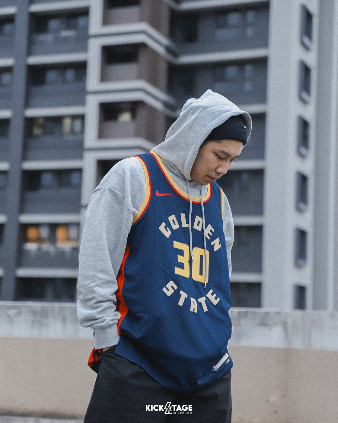 NIKE NBA CURRY GOLDEN STATE WARRIORS JERSEY 藍黃 金洲勇士 城市版 球衣 背心【FQ4342-422】NKNBA