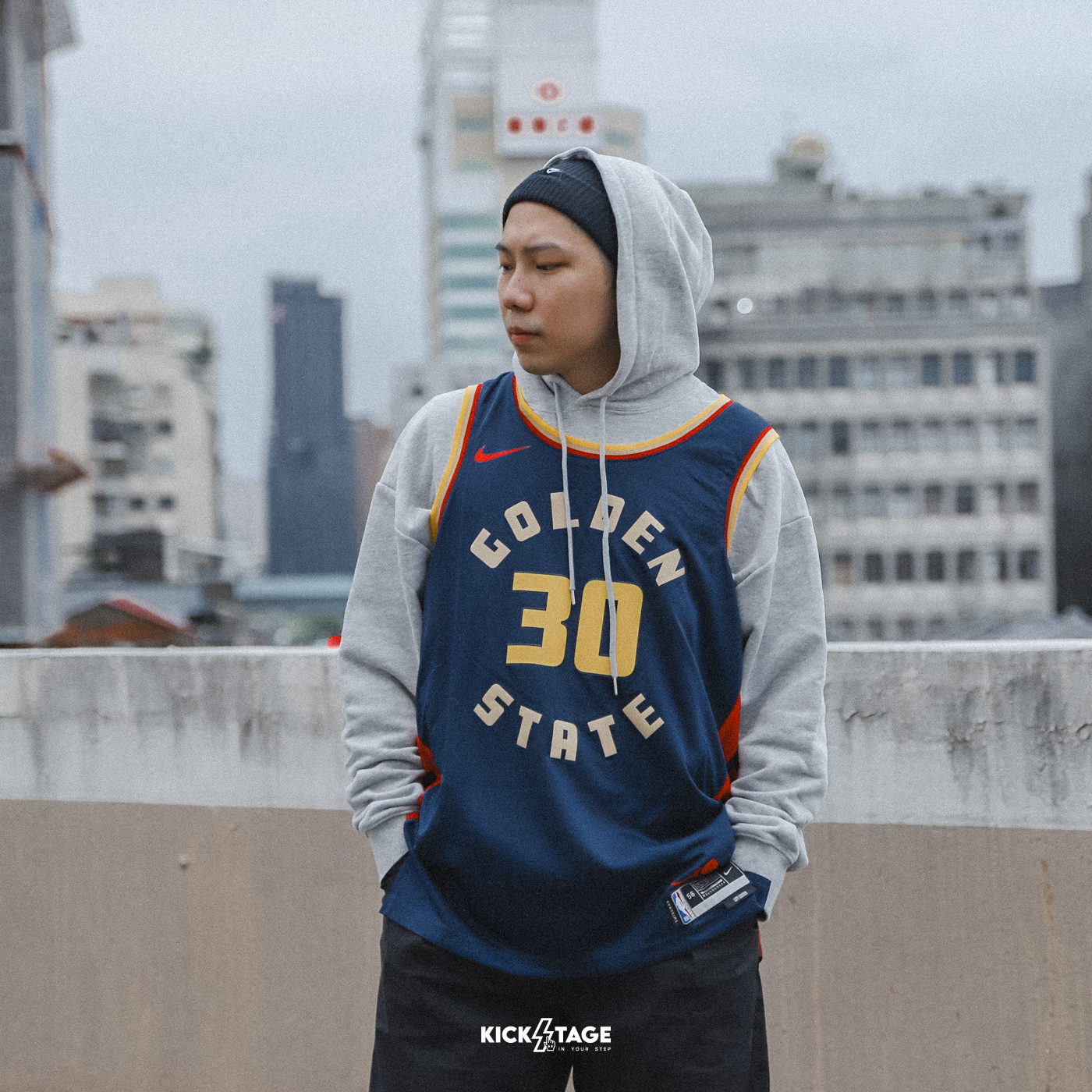 NIKE NBA CURRY GOLDEN STATE WARRIORS JERSEY 藍黃 金洲勇士 城市版 球衣 背心【FQ4342-422】NKNBA