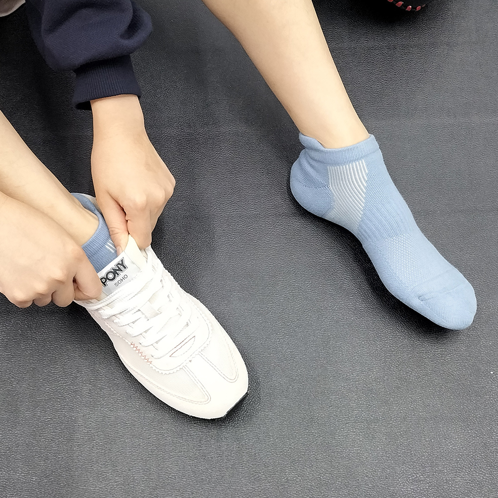 《虹Niji》雙側減壓運動襪-淺雰藍-船型-M〈除臭/厚底〉