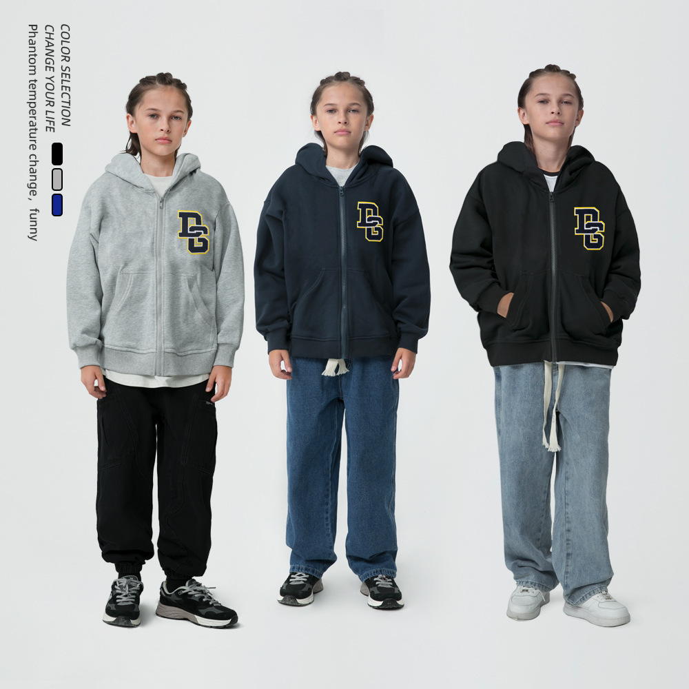 加絨立體繡花連帽外套